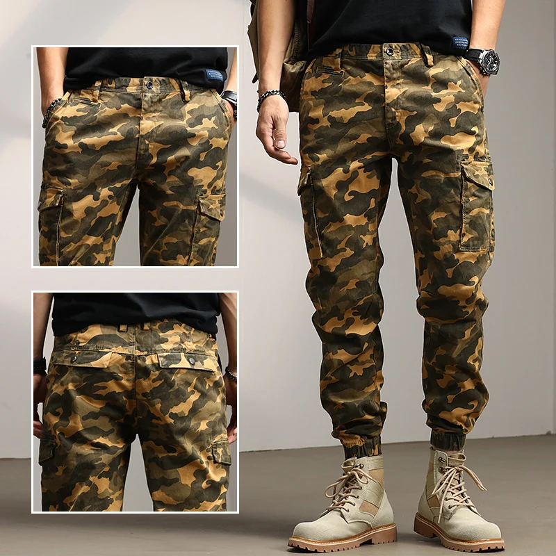 

Newly Streetwear Fashion Men Jeans Military Camouflage Big Pocket Casual Cargo Pants Slack Bottom Hip Hop Joggers Harem Trousers