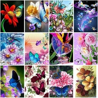 butterfly diy 5d diamond painting cross stitch kits landscape flower diamond embroidery full round resin mosaic home decoration