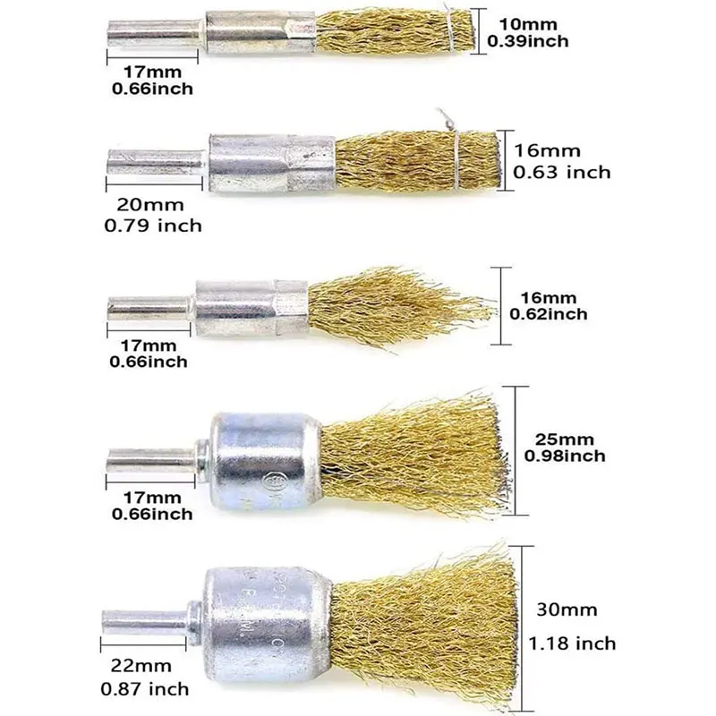 

1/4 Wire Wheel Brushes Kit for Drill, 10Pcs Brass Coated Wire Drill Brush Set for Removal of Rust, Corrosion, Paint