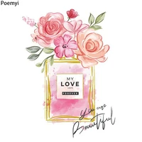 love flower perfume bottle patches on clothes jackets iron on transfers for clothing vinyl thermo stickers appliques parches