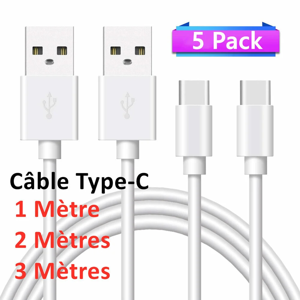 

Cable USB TYPE-C BLANC POUR For Samsung Note10 S9 S10 S20 A20e A21s A41 A51 A71