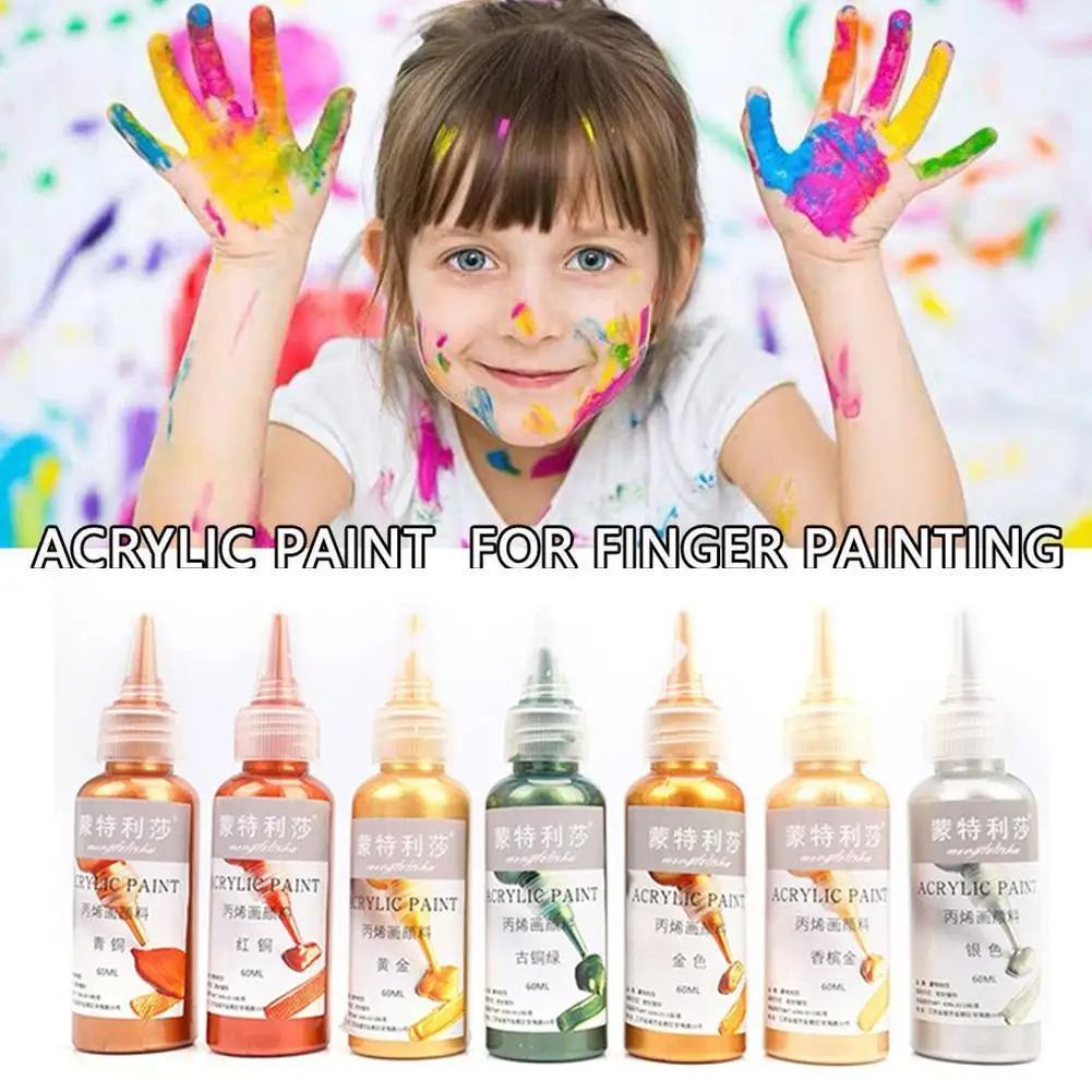 Профессиональная акриловая краска водостойкий пигмент цвета металлик для