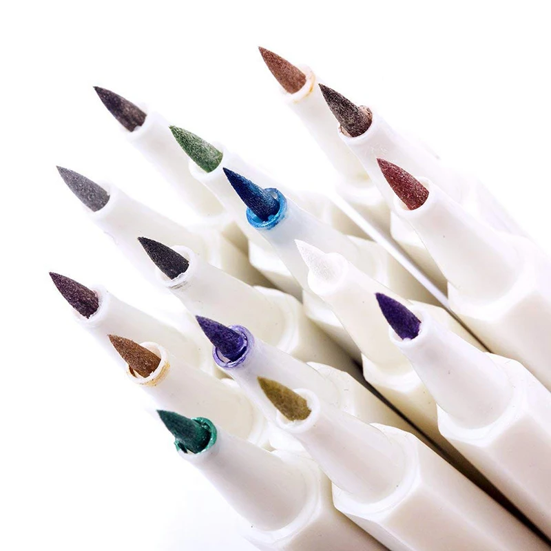 12/15/20 цветов металлический маркер ручка мягкая кисть авторучка художественный