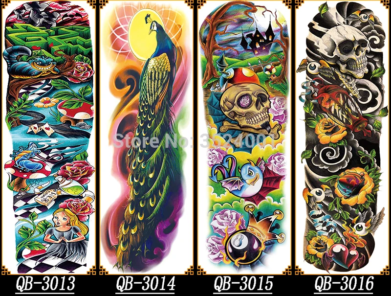 Черные Временные татуировки наклейки для мужчин полностью боди-арт рукав на руку