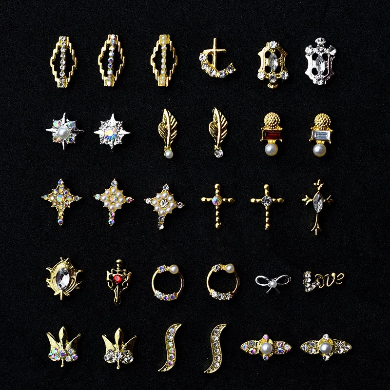 2020 10pcs Gold 3D Gems Charms Crystal Bright Nail Rhinestone Alloy Art Decorations Glitter DIY Nails Accessories Supplies | Красота и