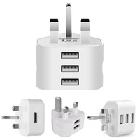 universal uk plug 3 pin wall charger adapter with 123 usb ports charging for iphone 11 samsung huawei charging charger