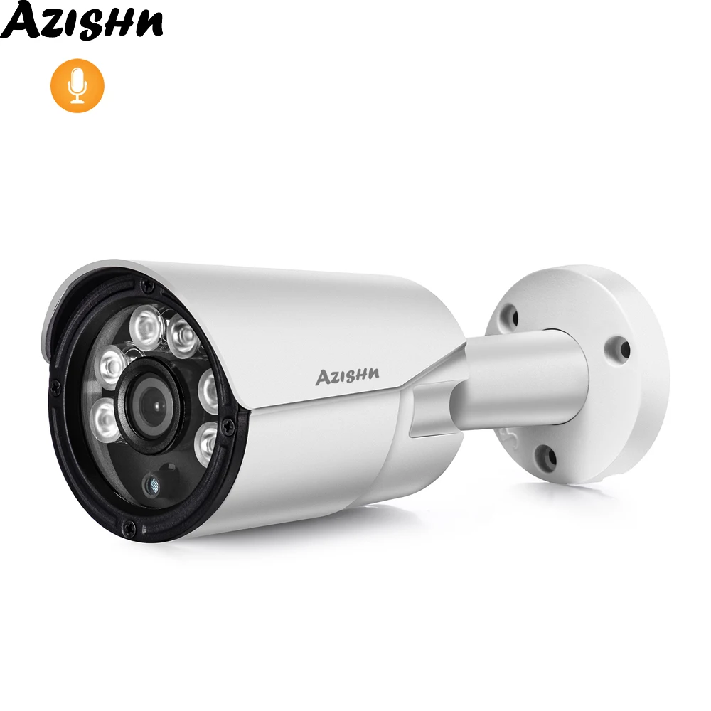 AZISHN HD 5MP 4MP POE IP камера H.265 аудио запись наружная Водонепроницаемая камера ночного видения Onvif CCTV видеонаблюдения