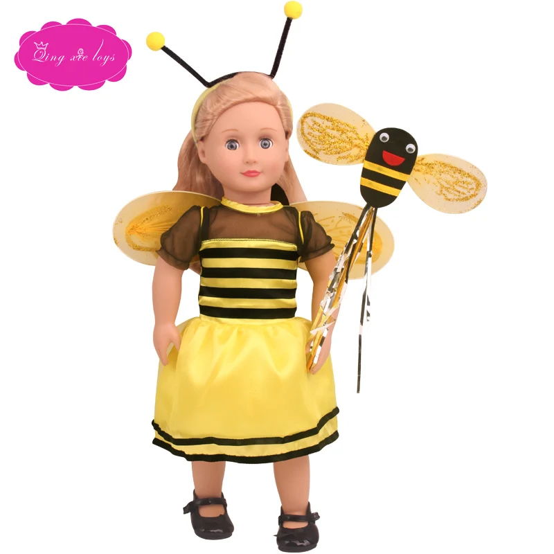 18 inch Girls doll dress baby girl Red skirt and wings American newborn accessories fit 43 cm baby dolls c812