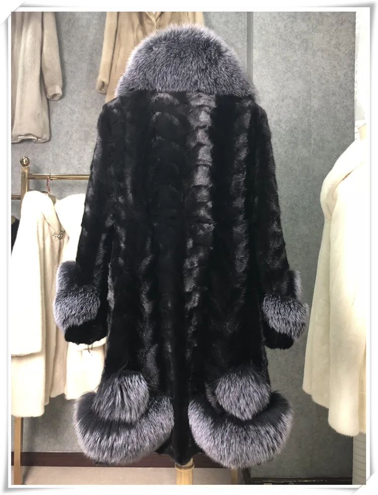 Бесплатная доставка новая куртка из натурального меха норки длинное пальто