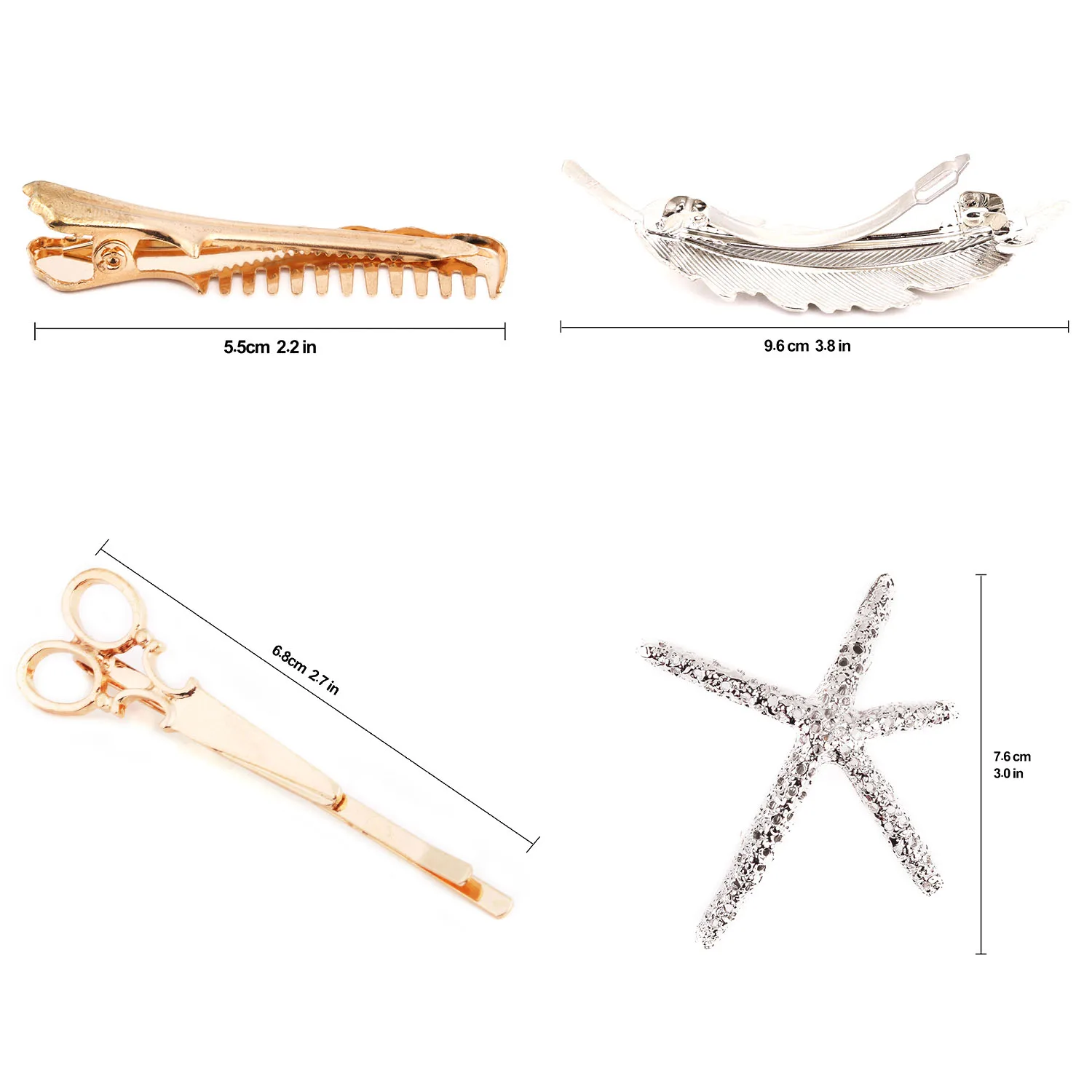 Женские металлические заколки для волос в виде звезд Листьев морских ракушек |