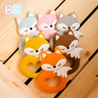 15pc silicone mini fox baby pacifier pendants food grade silicone bead rodent animal baby teether tiny rod childrens goods toy