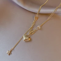2021 new korean fashion senior women pendant necklaces trendy link chain metal heart tassel fine party necklace