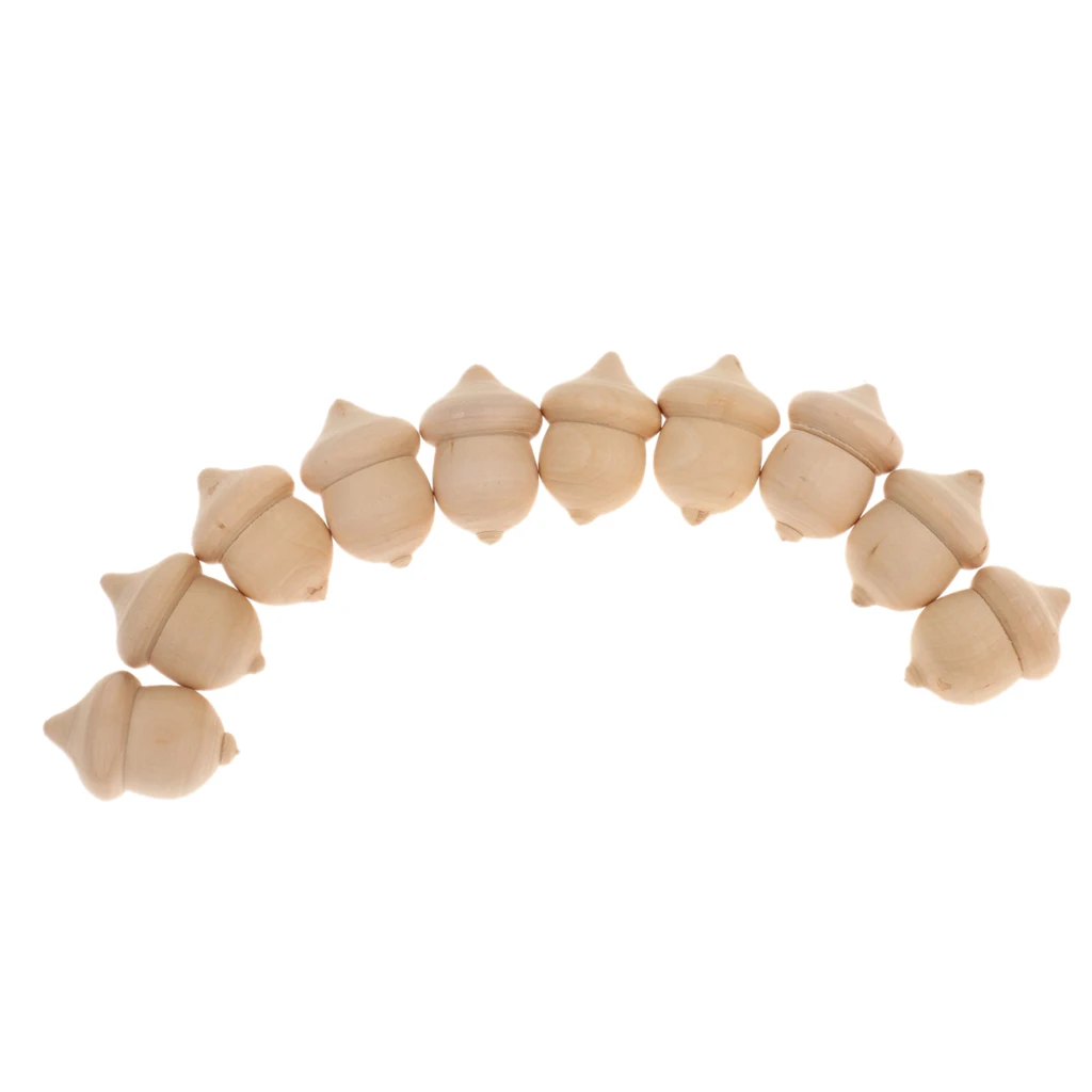 

10 PIECES UNFINISHED WOODEN ACORNS DIY MONTESSORI TOYS CAKE TOPPER WEDDING