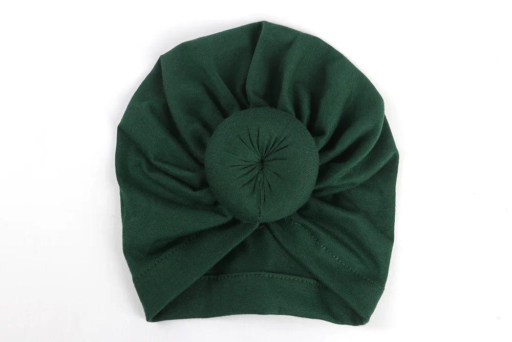 Dark Green 12 цветов, детские повязки на голову, повязка на голову из хлопка, зимняя теплая детская чалма, шапочка, эластичная повязка на голову, головной убор для От 1 до 2 лет - Цвет: Dark Green