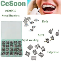 1000pcs orthodontic metal brackets mesh base split welding dental brace mini roth mbt edgewise 022 hooks 345 dentist teeth tool