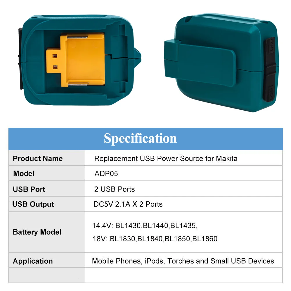 Зарядное устройство для литий ионных аккумуляторов BL1830 BL1860 USB адаптер