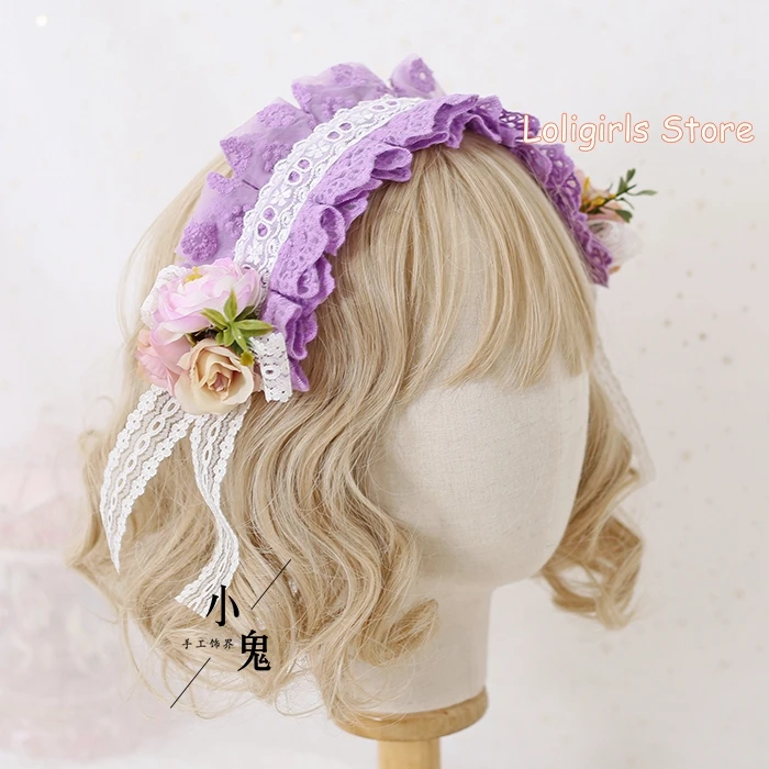 

Hand-made Lolita Cute Bowknot Hairband KC Hairpin Purple Gorgeous Wedding Tea party Hair Clip Handmade Hair Ornaments Cosplay