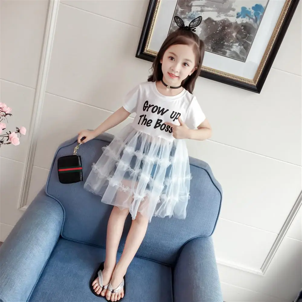 Летние Детские платья для девочек Новинка 2019 года модная сетчатая одежда