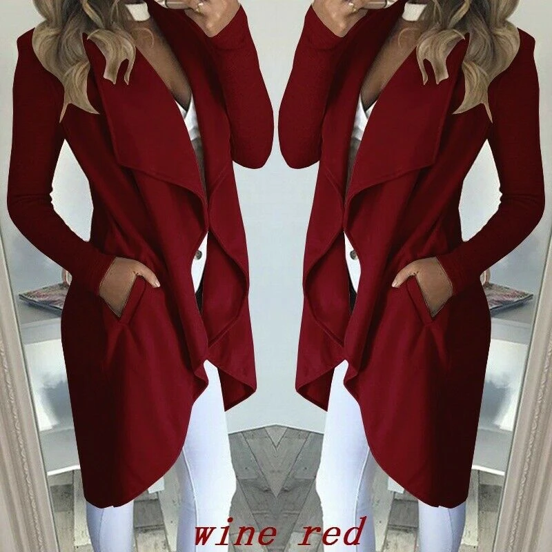 

2019 Trench Coat Feminino Office Lady Winter Casual Vintage Plus Size Women Long Trench Coats Autumn Overcoats Waterfall Jumper