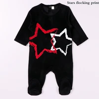 newborn baby clothes kids velour rompers black footies velour star clothes baby long sleeves romper for boy and girls wear
