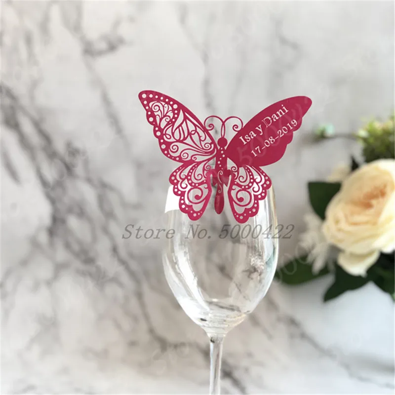 50 шт./лот лазерная резка бабочки бумажная карта/карточка сопровождения/карта