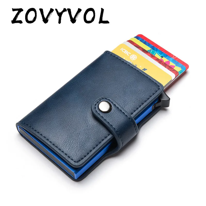 

ZOVYVOL 2021 Новый Повседневный держатель для кредитных карт с застежкой смарт-чехол для ID-карты металлический алюминиевый футляр с RFID тонкий му...