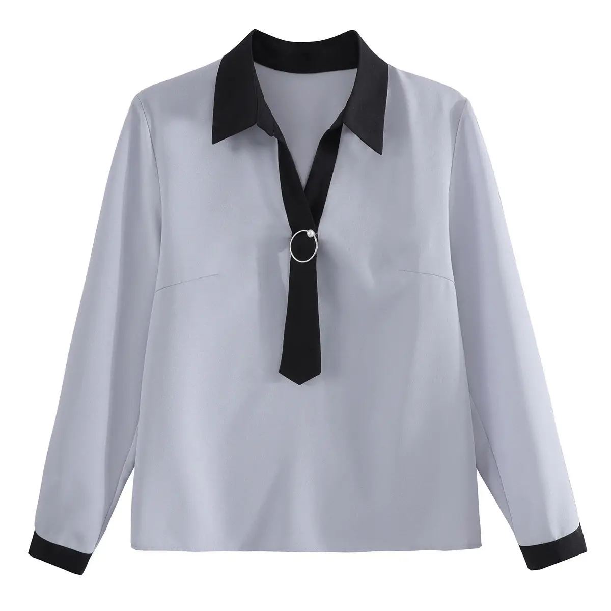 

Blouse Women Spring Autumn V-neck Top Women's Long-Sleeved Chiffon Shirt Tie Shirt Blusas Mujer De Moda