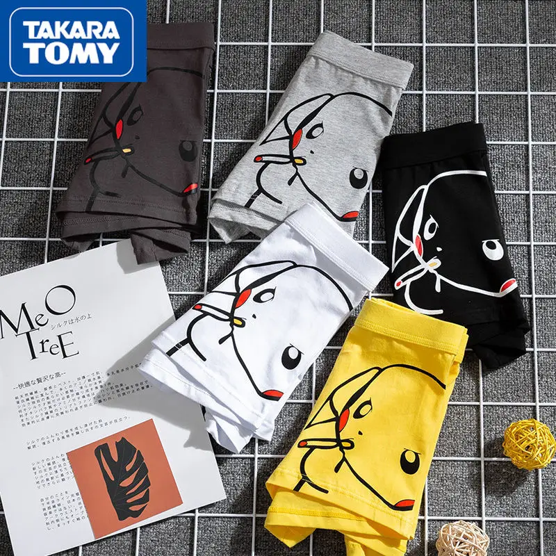 TAKARA TOMY Pokemon Pikachu Print Underwear Men's Cotton Cartoon Boxer Briefs Breathable | Plush Backpacks