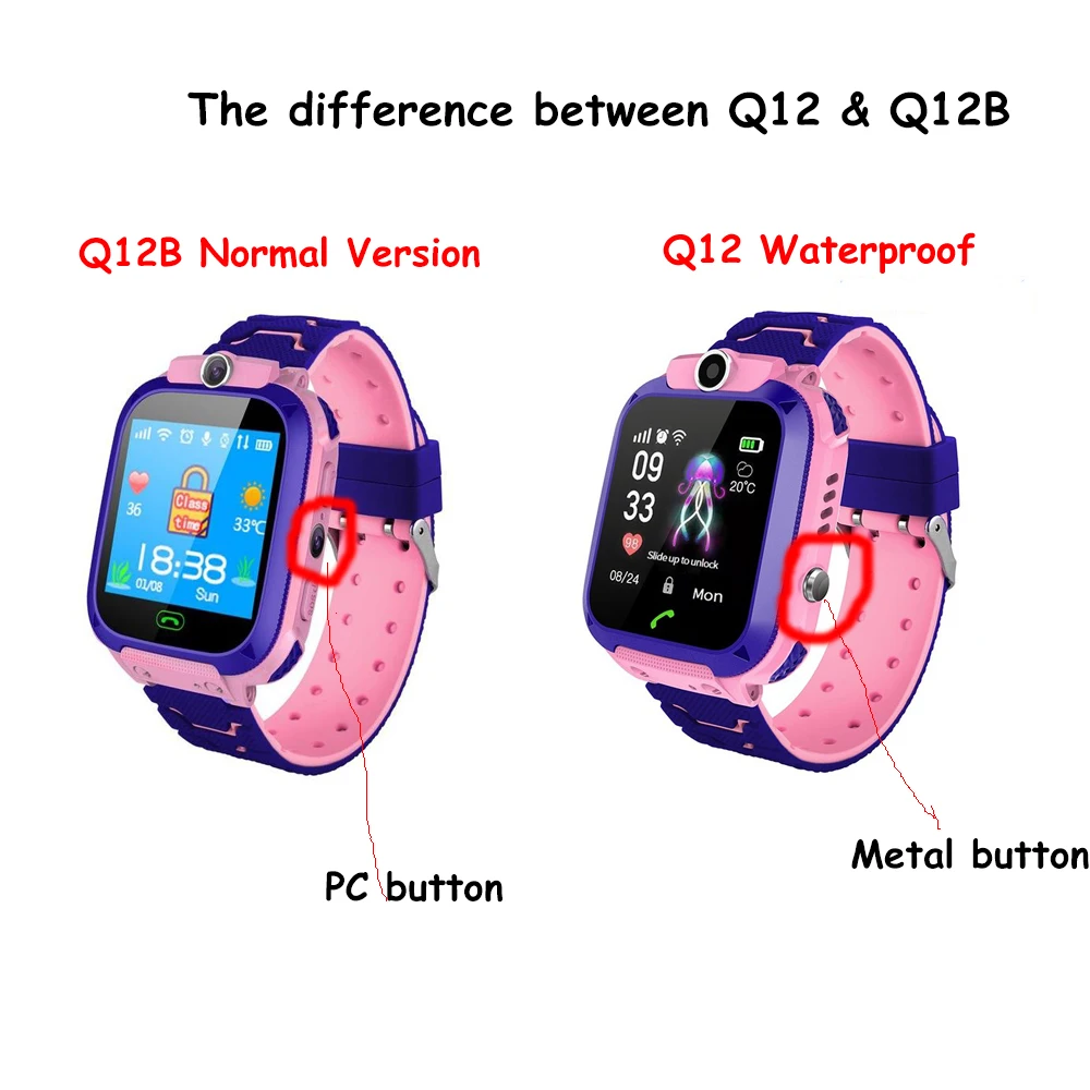 

Q12 Kids Smart Watches English Version Waterproof Anti-lost Children Touch Screen Intelligent Watch 2G SIM Card Talking Watch