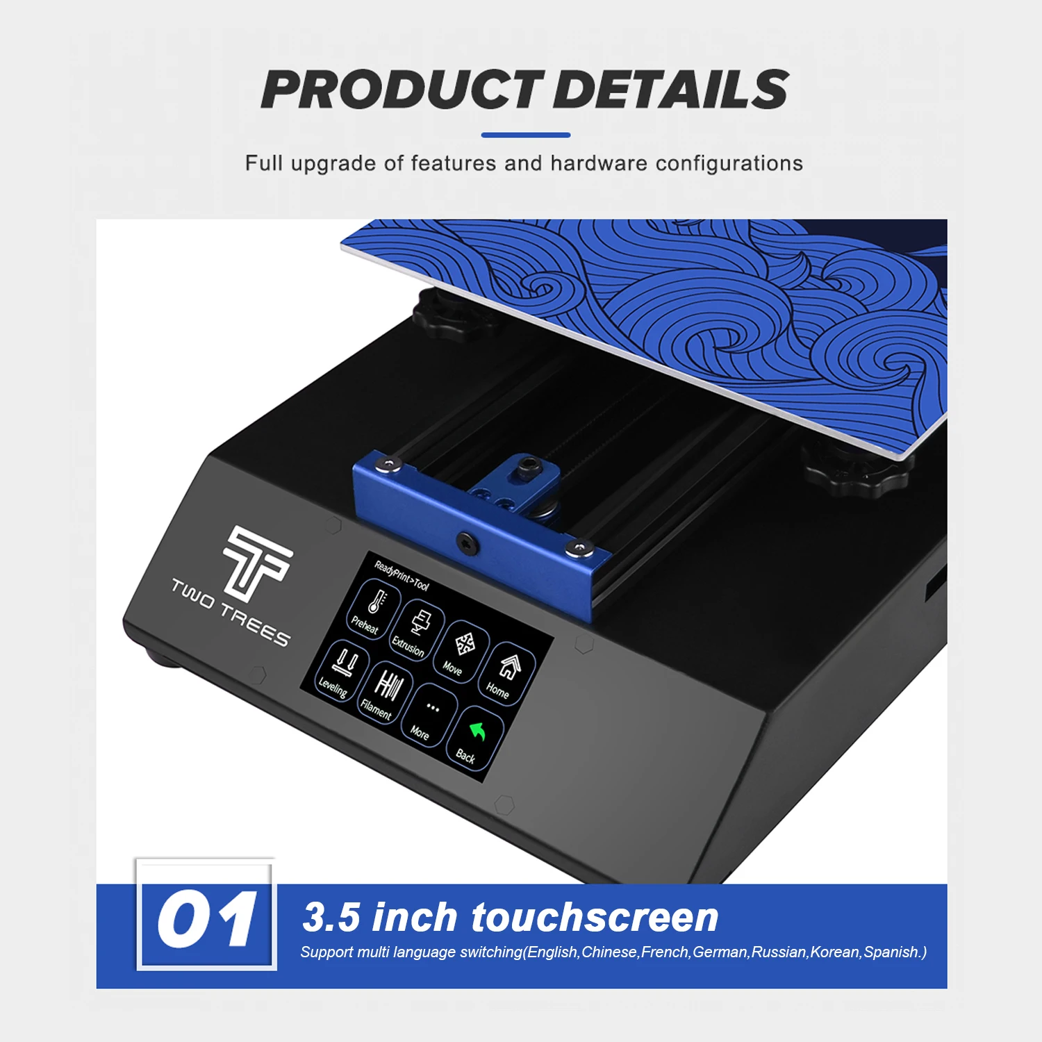 3D принтер TWO TREES BLUER бесшумная печать 235*235*280 мм с 3 5 дюймовым сенсорным экраном