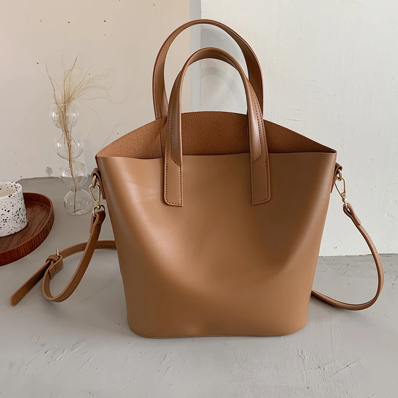 Однотонная простая модная сумка-тоут для женщин 2020 мягкая женская винтажная