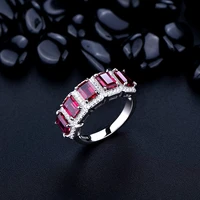 luxury 925 sterling silver natural ruby half eternity rings for women fine s925 jewelry ruby gemstone party ring wedding gift