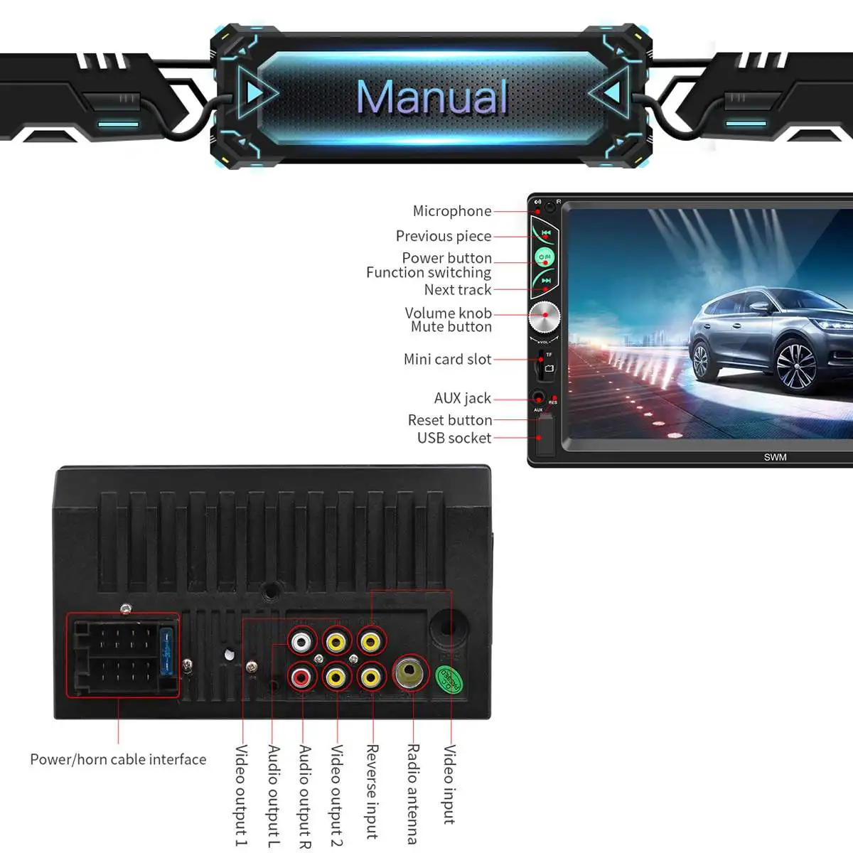 2 Din HD " авто, аудио плеер стерео радио MP5 MP4 плеер сенсорный экран bluetooth Поддержка камеры bluetooth FM USB AUX BT