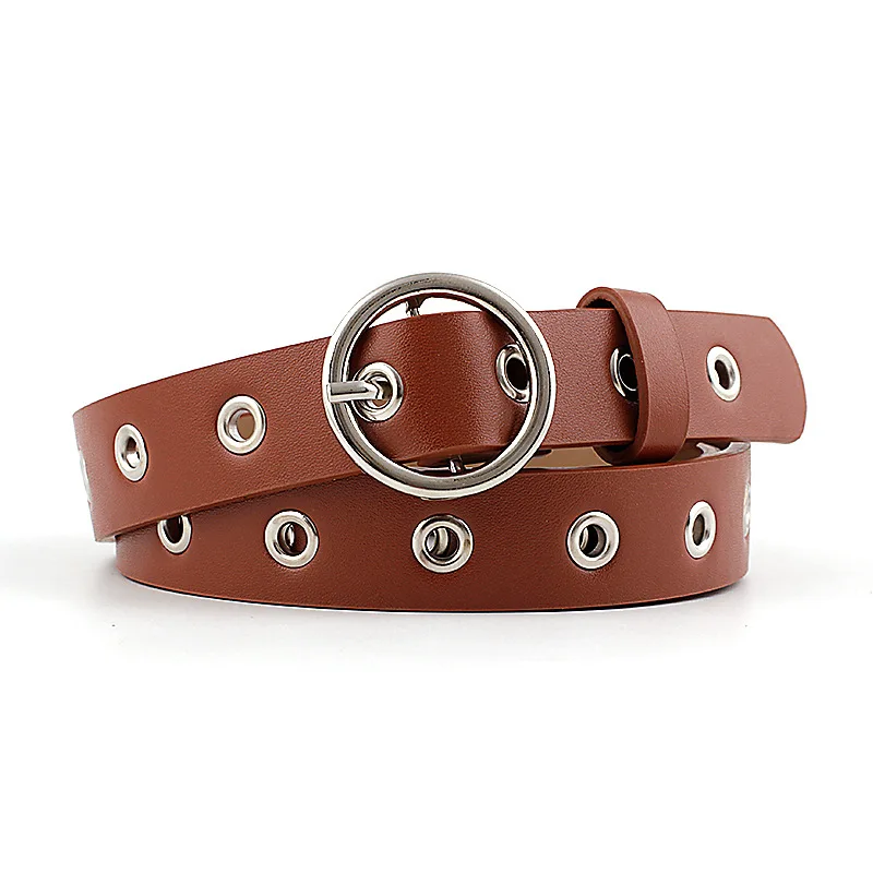

2020 Round Pin Buckle Belt Women No Needle Pu Leather Wide Belts For Jeans Dress Skirts Solid Waistband Strap Belt girdle
