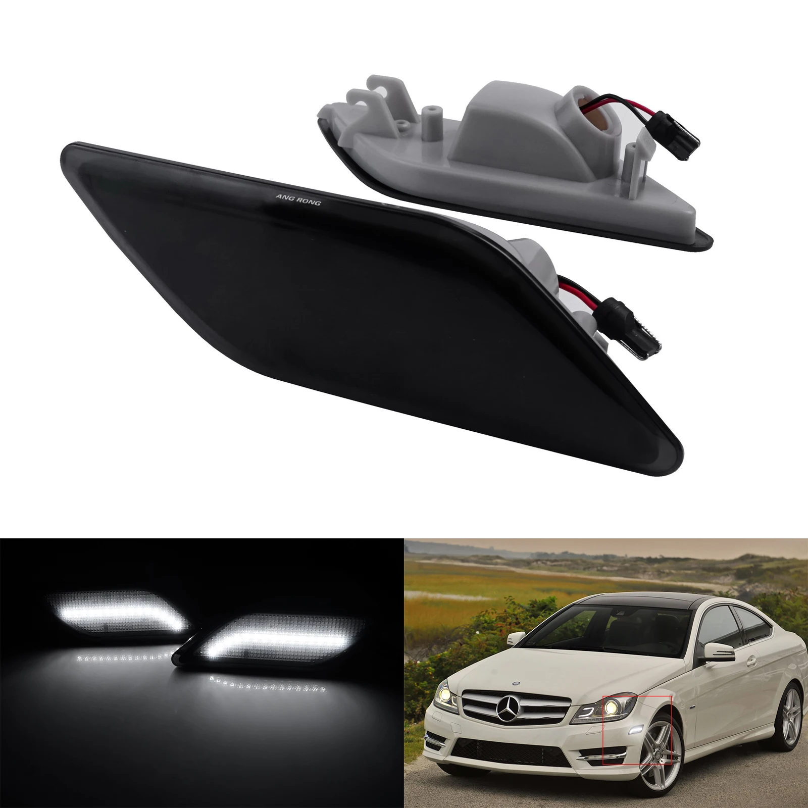 

Pair LED Side Marker Indicator Lights Fit Mercedes Benz W204 C300 C350 C63 AMG