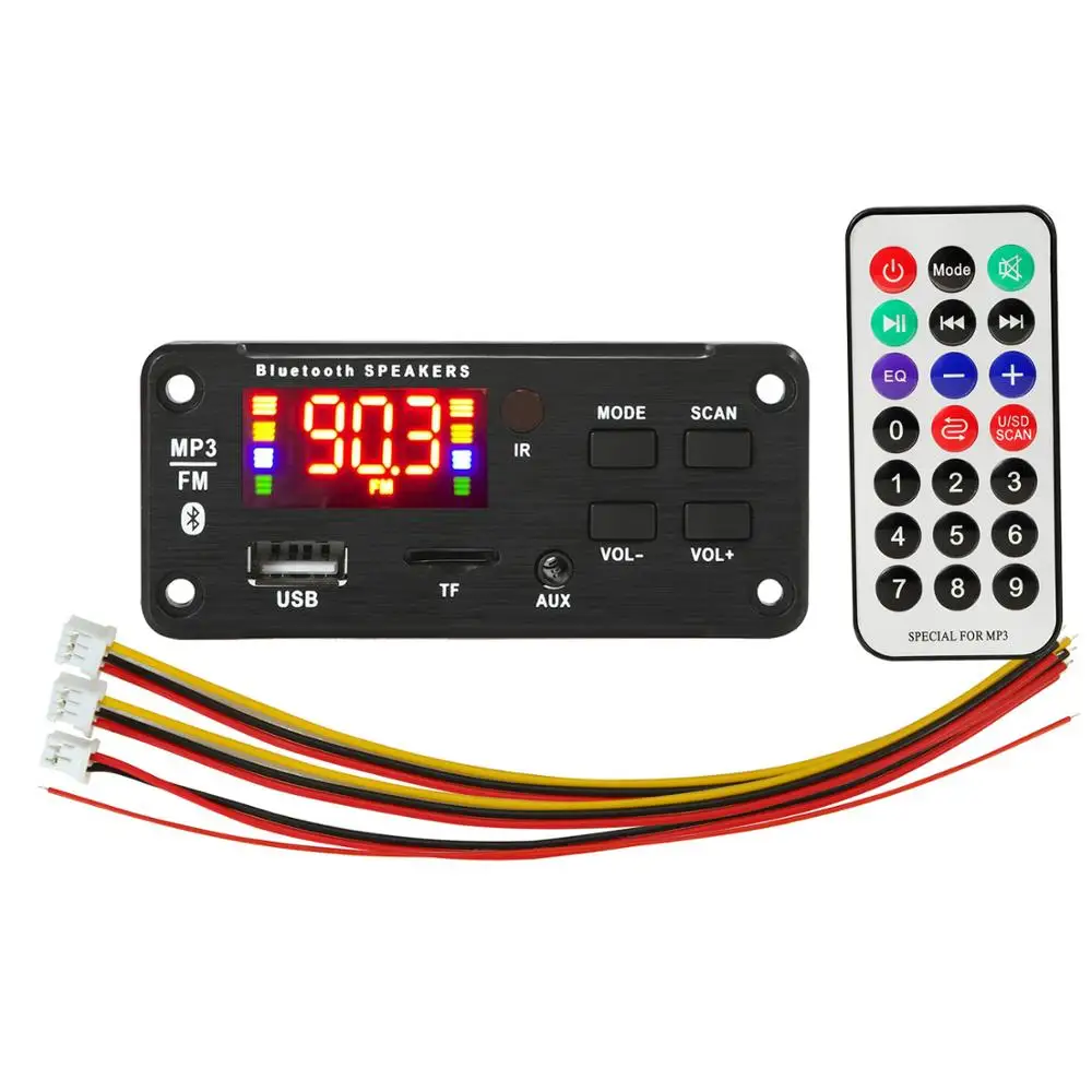 6V-12V MP3 Module WMA Decoder Board Big Color Screen 12V Wireless Bluetooth 5.0 Audio USB TF Radio For Car Recording | Электроника