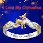 Новое поступление, Женское кольцо PITUTU, роскошные украшения для женщин, в простом стиле, с надписью I Love My домашнее животное чихуахуа, двухцветное, с милой собакой, модное