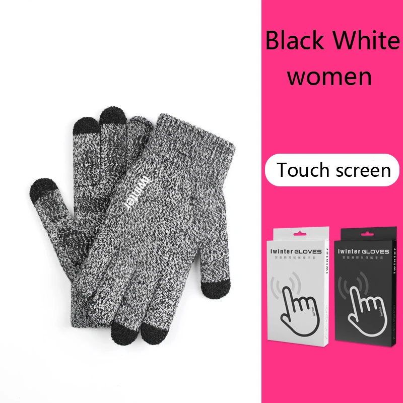 Black White-women Унисекс, для сенсорных экранов бини шапки-бини шапки Для мужчин сноуборд перчатки для езды на мотоцикле, лыжи Зимние Для женщин спортивные Водонепроницаемый зимние перчатки - Цвет: Black White-women