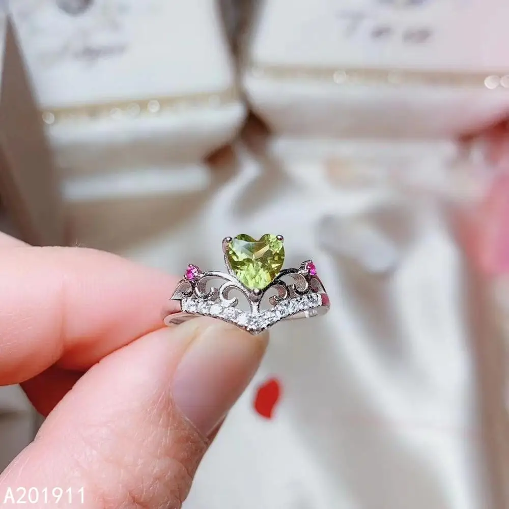

KJJEAXCMY fine jewelry natural Peridot 925 sterling silver adjustable women ring support test luxury