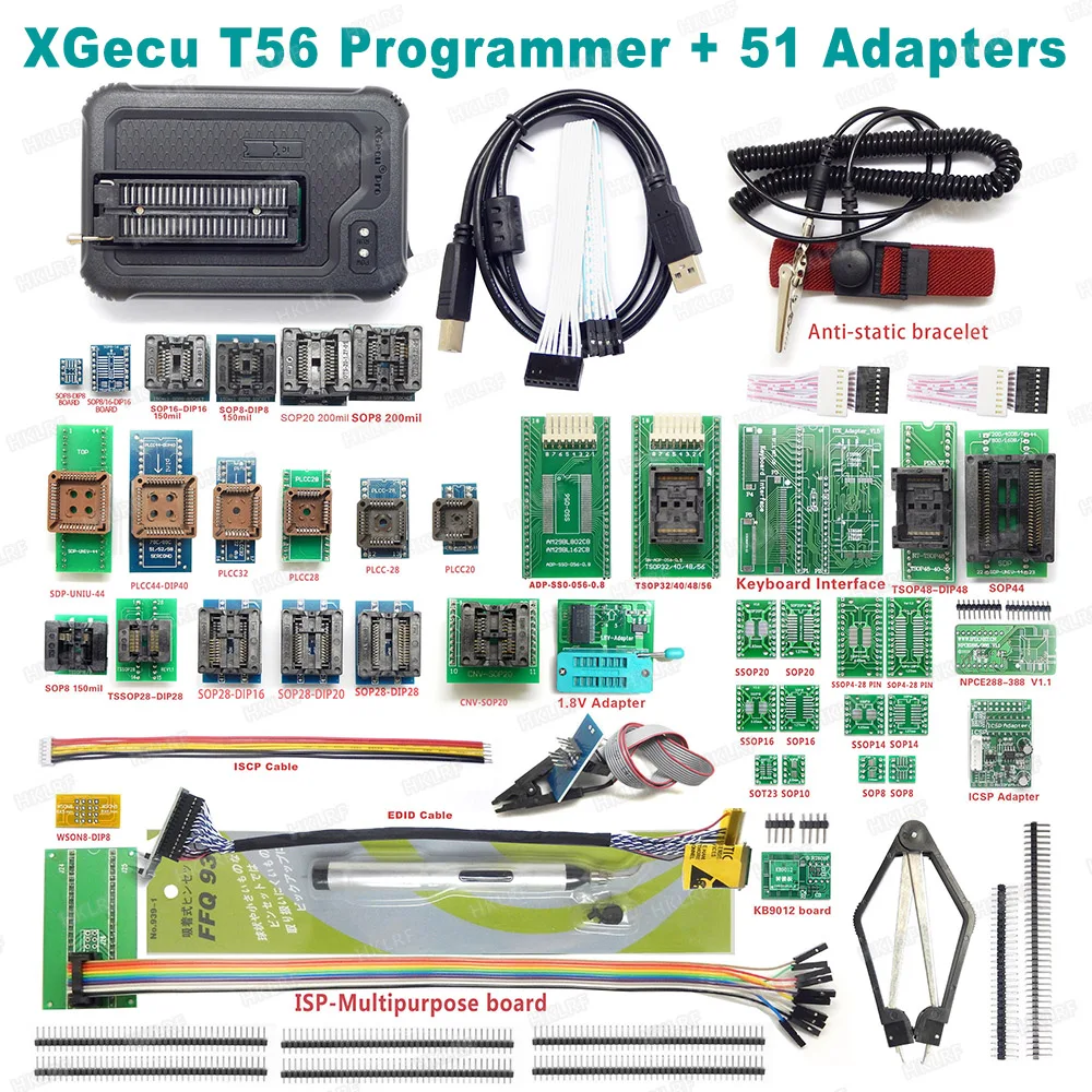

Hot Sale XGecu PRO T56 Universal Programmer +51 Adapters 24/25/26/93 Serial EEPROM, 27/28/29/36/37/39/49/50 EPROM
