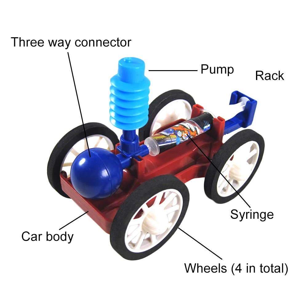 

DIY Air Powered Car Assembly Model Scientific Experiment Educational Kids Toy Physical Chemical Experiment Kit Gift
