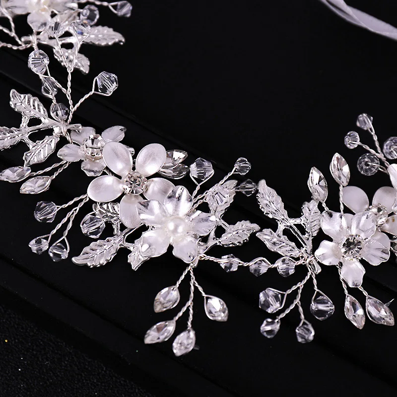 Flower Hair Head Pieces Crystal Wedding Band Bridal Headbands With Ribbon Bride Vine Accessories BN | Украшения и аксессуары