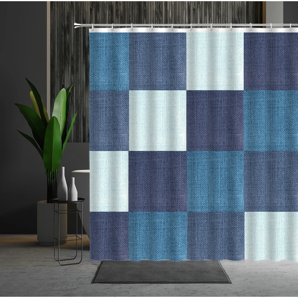 

Shower Curtain Personalized Grid Pattern Bathroom Partition Home Products Bathtub Decoration Hanging Curtain With Hooks