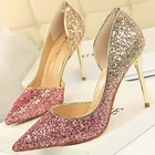 Женские свадебные туфли-лодочки; Модные женские туфли на высоком каблуке; Вечерние туфли-лодочки с блестками; Красивая женская обувь