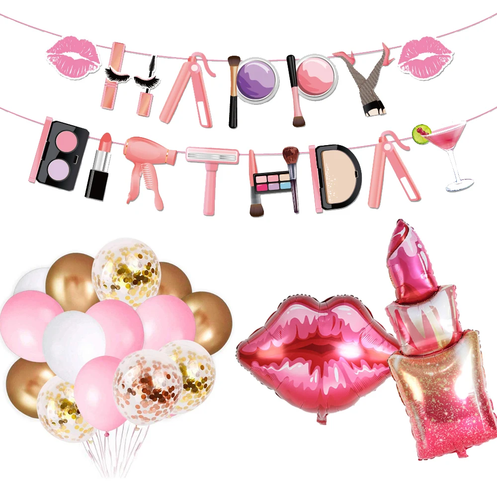 Спа макияж вечерние украшения губная помада воздушные шары с днем рождения