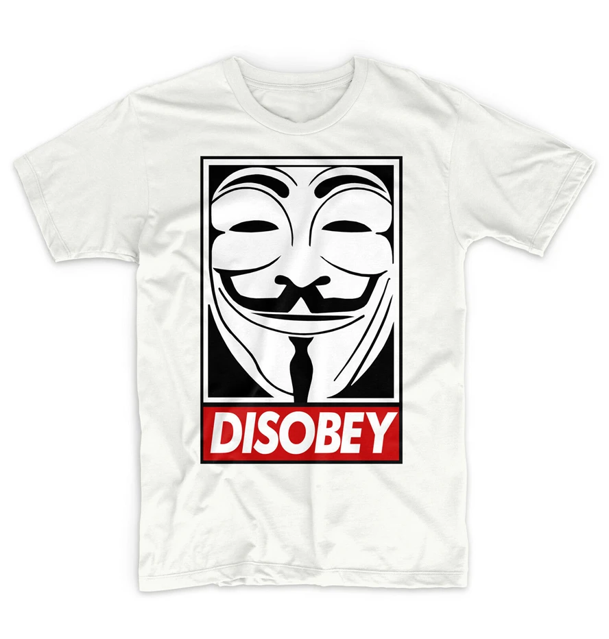 Disobey Anonymous футболка V для Vandetta маска революция хакер Goverment Nwo Homme плюс размер |