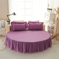 solid color sheet cotton bed linen fitted sheet round bed skirt soft double single mattress cover 200 220 cm queen king size