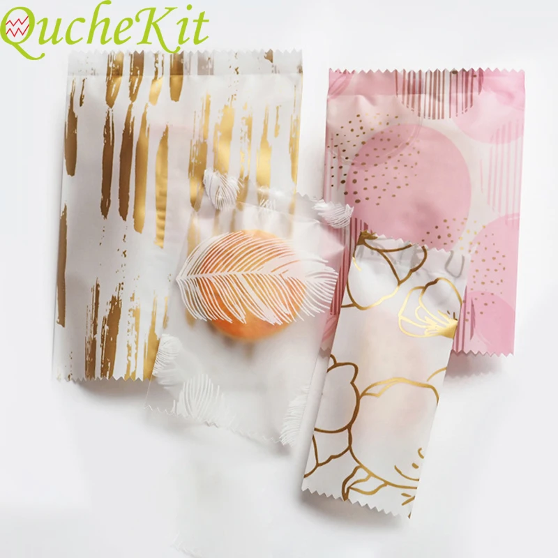 100 шт 4 размера пластиковый пакет для печенья Упаковочная Сумка золотой цветок