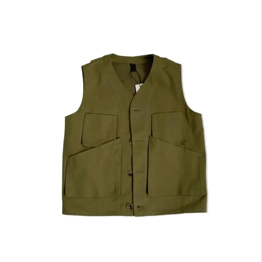 

Multi-pocket Vest Coat Men's Fashion Solid Color Retro Casual Tooling Vest 2021 Streetwear Hip-hop Sleeveless waistcoat w1653