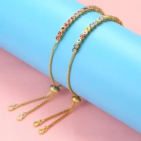 zhukou gold plated eye bracelet summer enamel opening adjustable bracelet for women cute brass bracelet jewelry wholesale vl109